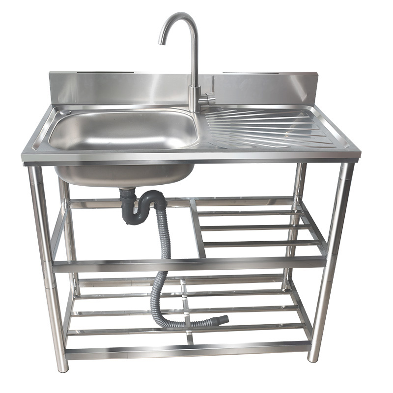 家用厨房不锈钢水槽带支架简易洗碗洗手台盆台面一体柜洗菜盆水池