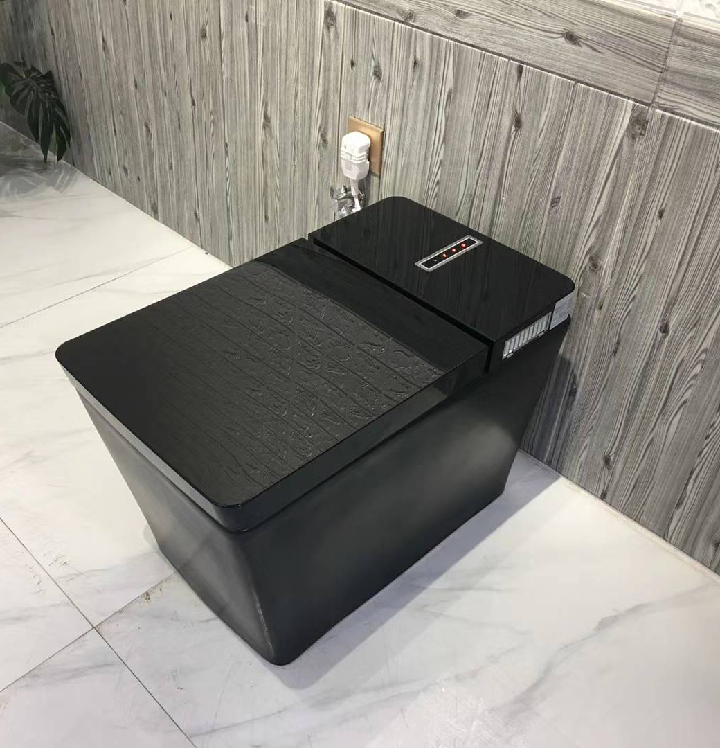 一体智能黑釉马桶座便器金盖坐便全方型知能厕具遥控除臭加热2062