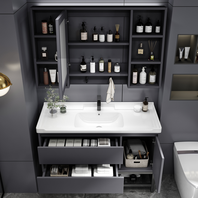 现代简约浴室柜组合轻奢实木卫生间洗漱台洗手洗脸盆柜组合小户型