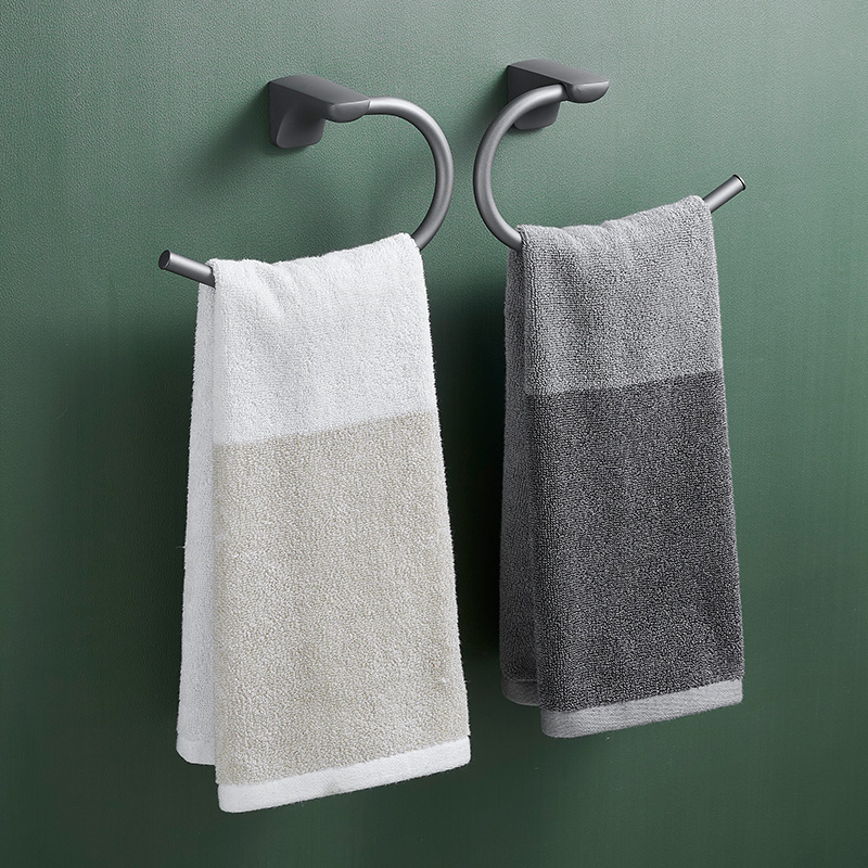 不锈钢挂毛巾架圆环圆形简约免打孔浴室轻奢风毛巾环小尺寸卫生间