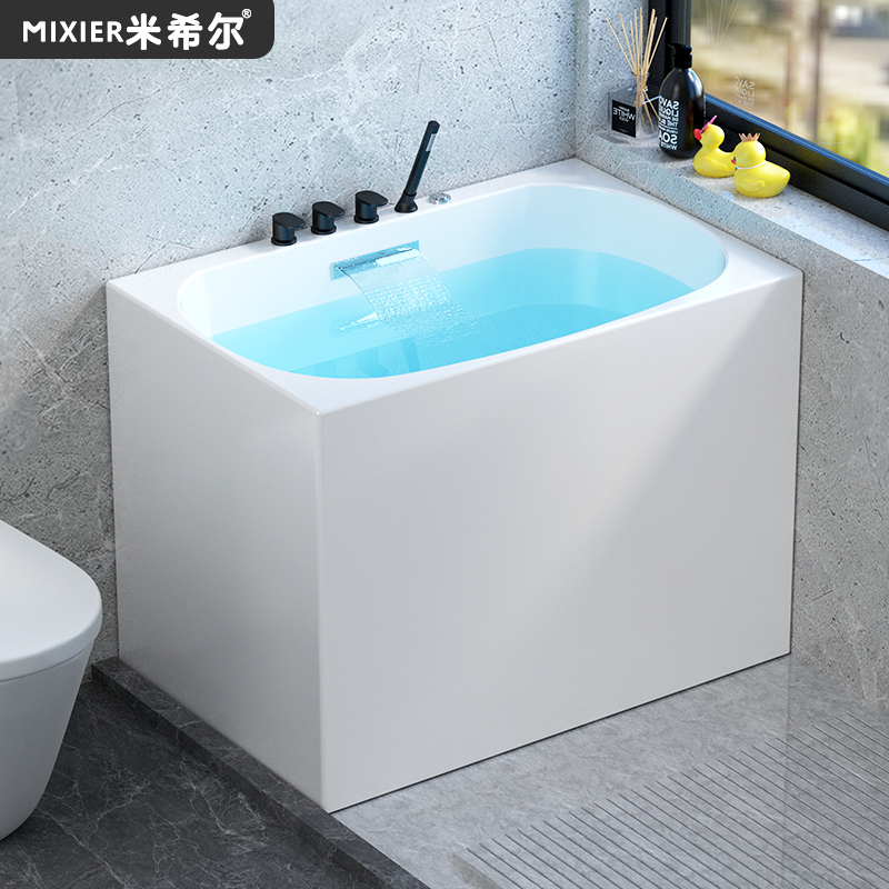 深泡迷你小浴缸家用小户型亚克力独立一体日式坐式浴盆可移动0.8
