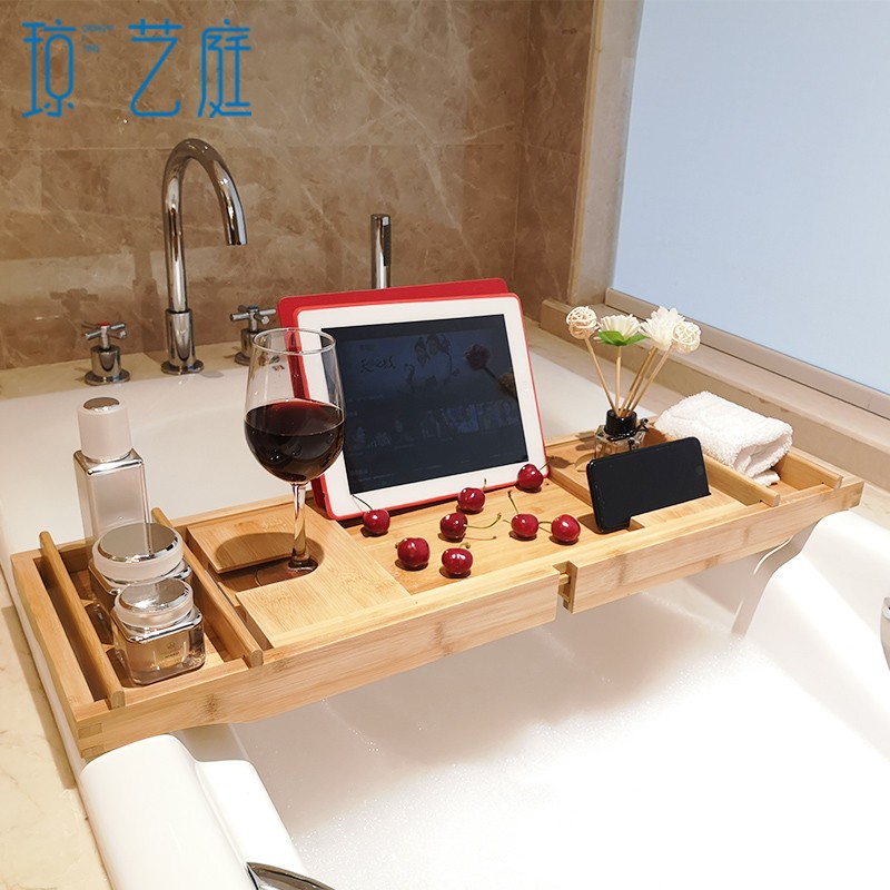 浴缸置物架欧式伸缩防滑多功能泡澡手机架卫生间浴盆浴桶平板支架