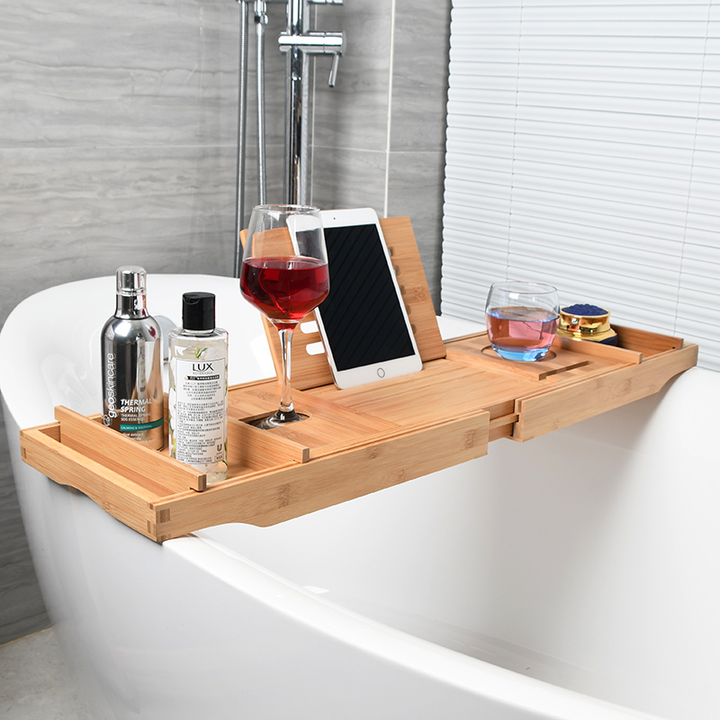东都华创竹浴缸置物架轻奢多功能伸缩防滑浴室卫生间木桶浴缸架板