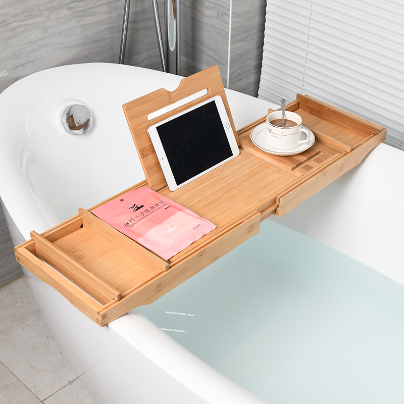 东都华创竹浴缸置物架轻奢多功能伸缩防滑浴室卫生间木桶浴缸架板