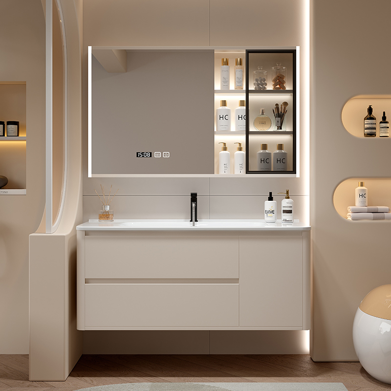 现代简约陶瓷一体盆浴室柜组合卫生间洗漱台洗手池洗脸盆柜套装