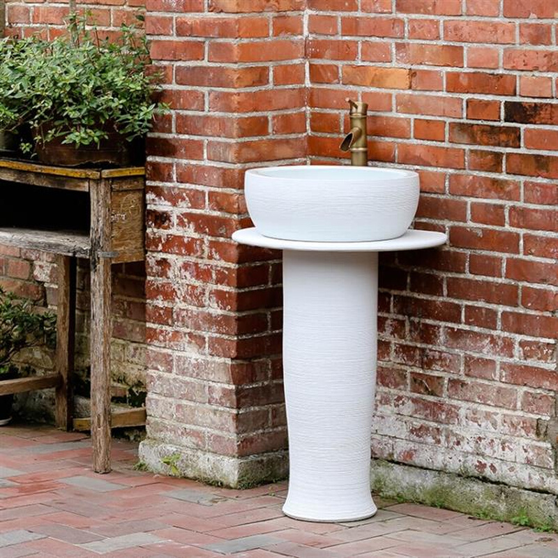 2021洗n手盆陶瓷立柱式小柱盆雕刻家用户外卫生间一体落地洗脸台