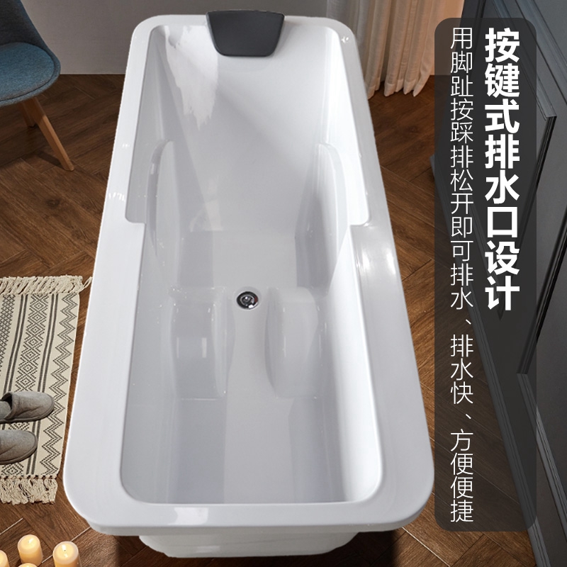 小户型亚格力免安装浴缸泡澡方形成人浴桶酒店浴场美容院家用浴盆