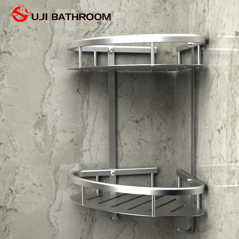 双层三角架壁挂墙角卫生间太空置物架浴室淋浴转角卫浴厨房铝