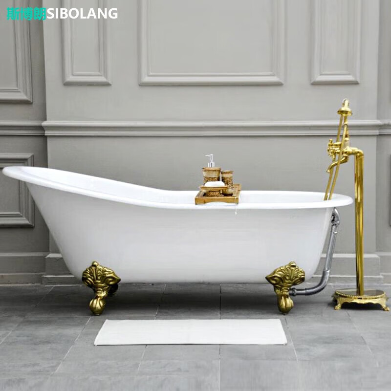 独立式铸铁浴缸别墅家用成人搪瓷陶瓷进口加厚釉面欧美复古贵妃缸
