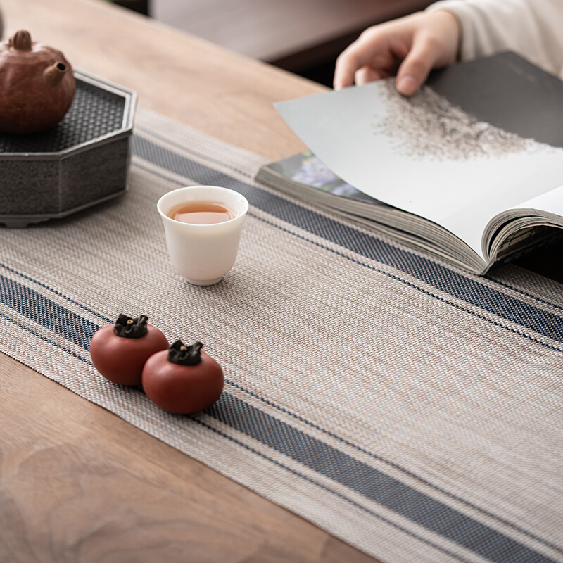 日式防水纤维茶席布禅意茶旗中式茶桌垫布茶盘垫茶具配件可剪家用