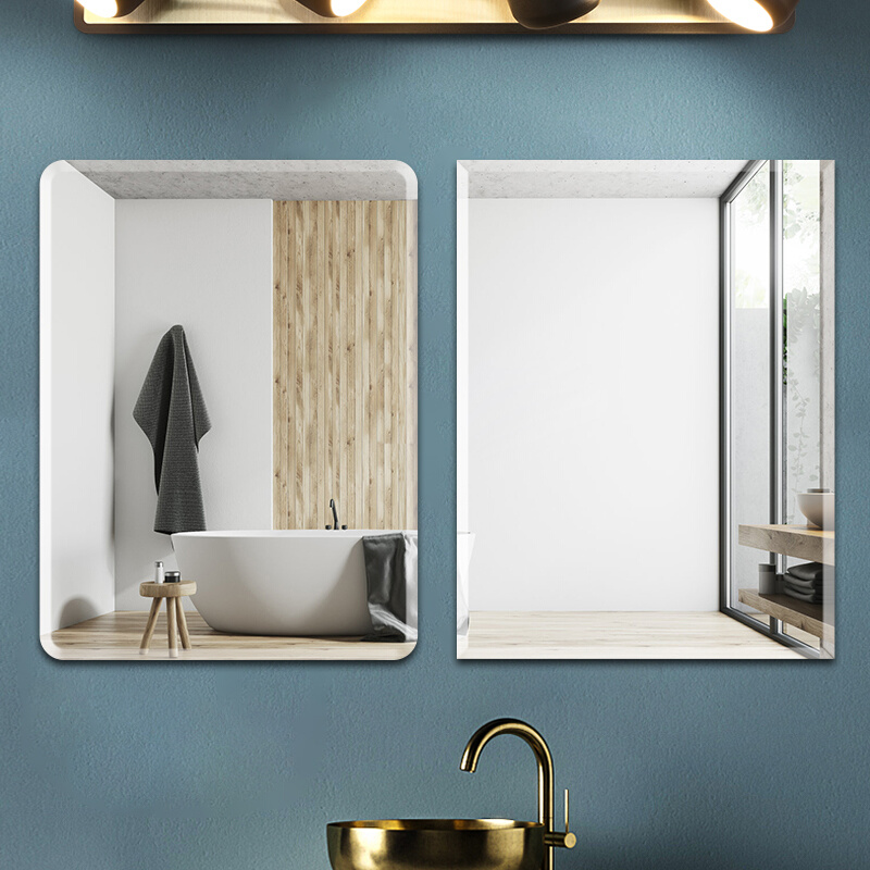 洗漱台镜子单独浴室镜免打孔梳妆台玻璃镜洗漱卫浴半身镜壁挂卫生