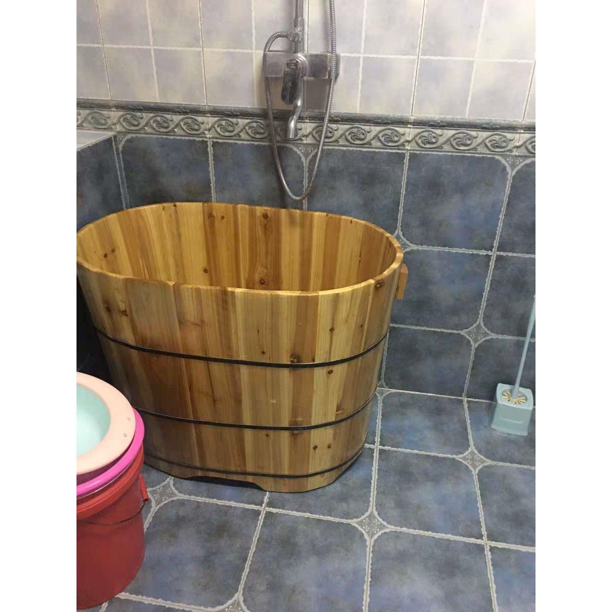 木桶浴桶加高不占地成人泡澡木桶洗澡桶实木浴缸家用洗澡盆沐浴桶