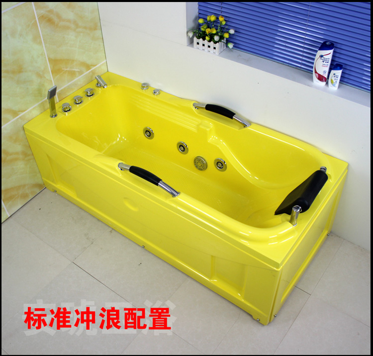 亚克力冲浪按摩单人浴缸盆1.5 1.6 1.7 1.8米恒温加热双裙边浴缸