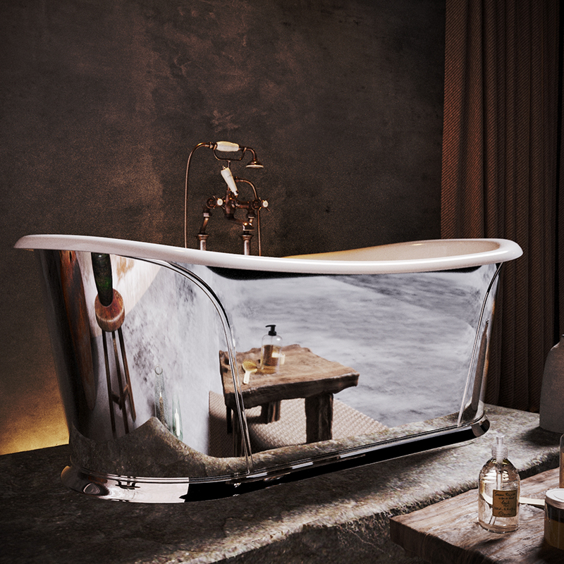 美景P-1复古欧式铸铁搪瓷独立式贵妃浴缸船型定制颜色酒店别墅
