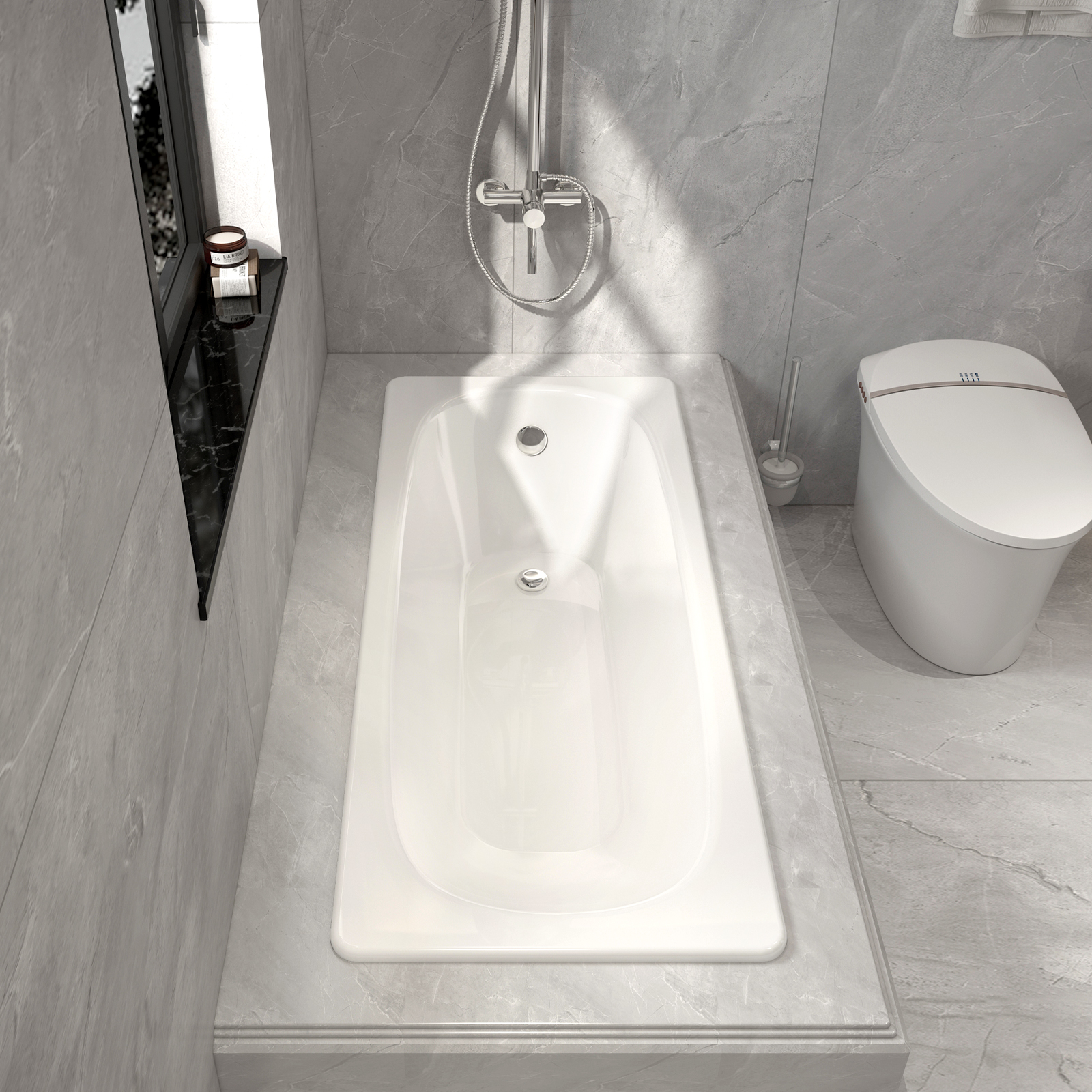 椭圆搪瓷单人卫生间方形铸铁陶瓷嵌入式浴缸家用小户型成人贝格莱