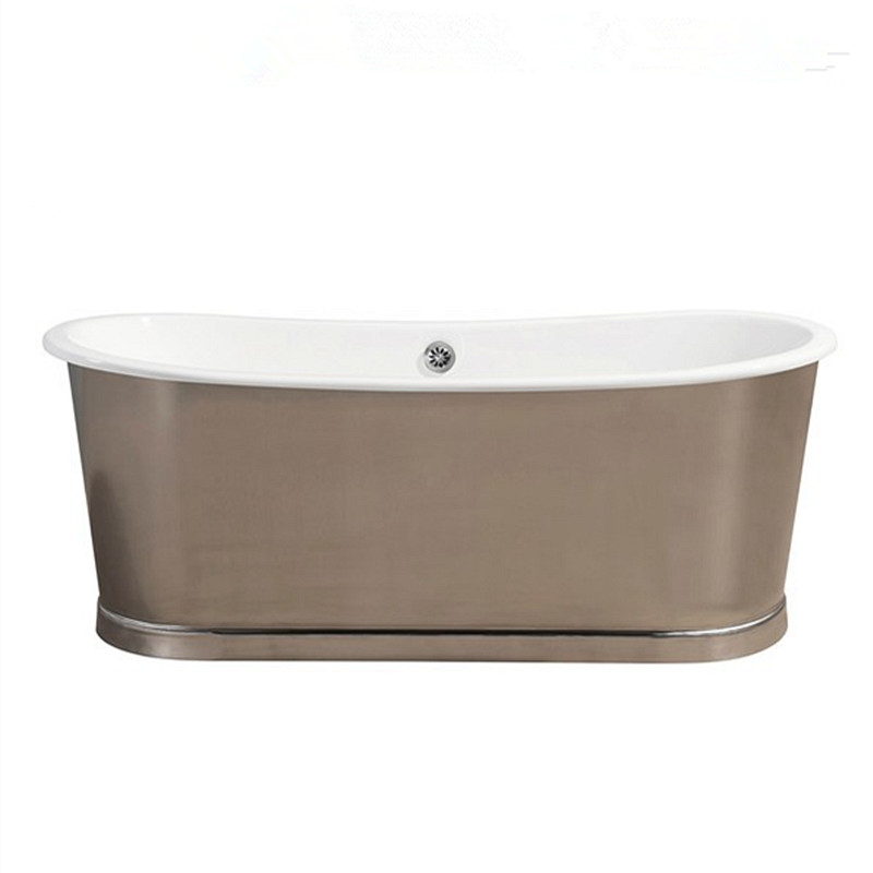 简派卫浴铸铁浴缸不锈钢裙边一体独立式搪瓷保温舒适沐浴洗澡盆