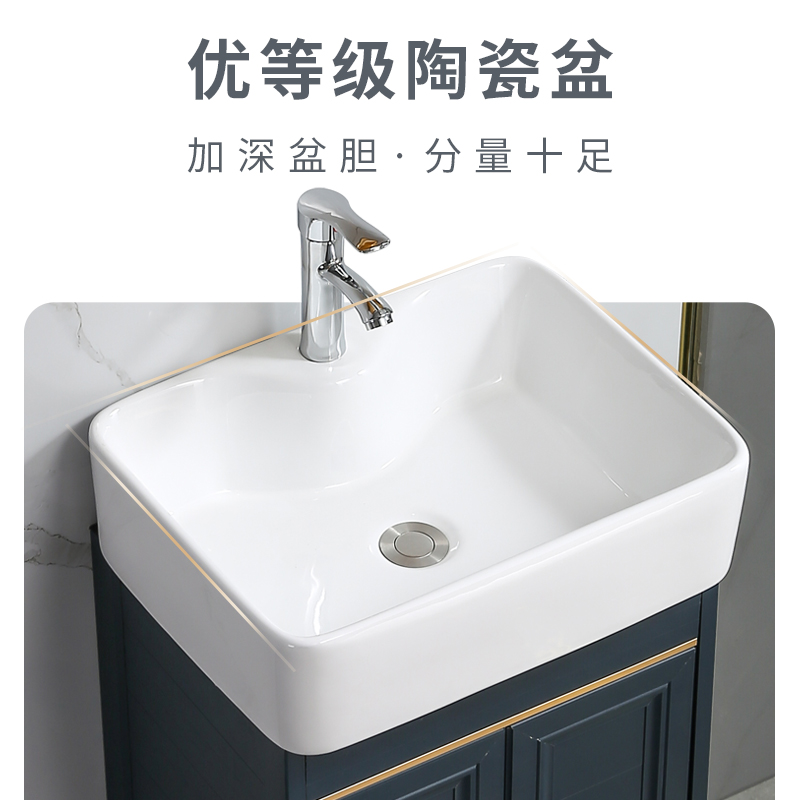 小户型立柱盆陶瓷洗脸池一体落地式卫生间极窄长洗手盆柜组合台盆