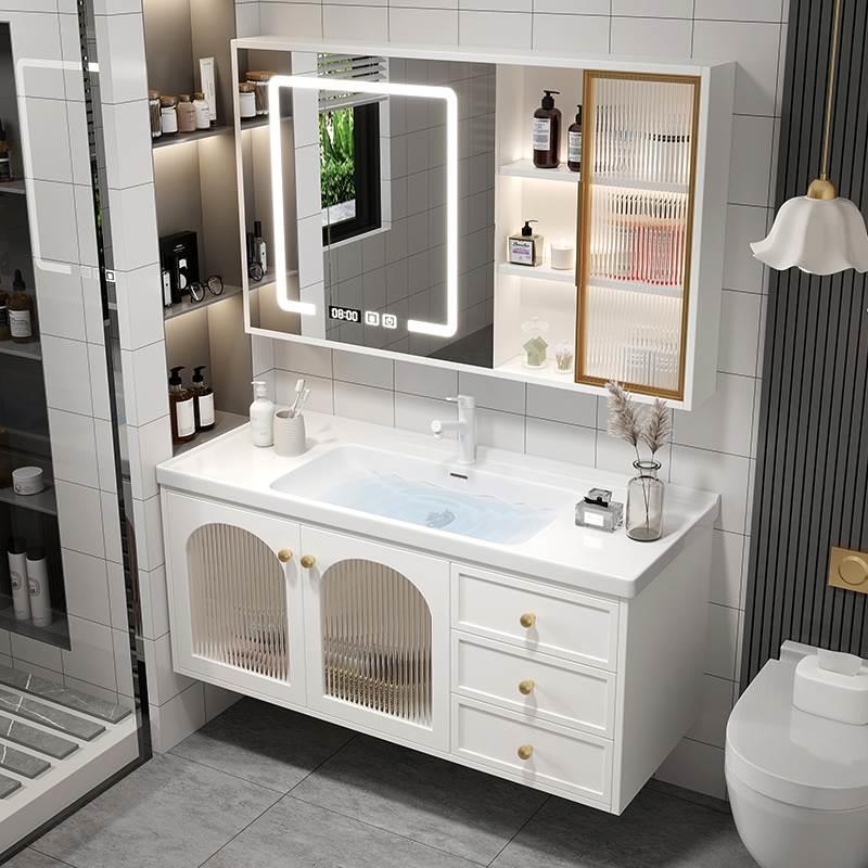 浴室柜组合陶瓷一体盆智能洗手脸盆柜卫生间洗漱台池轻奢现代简约