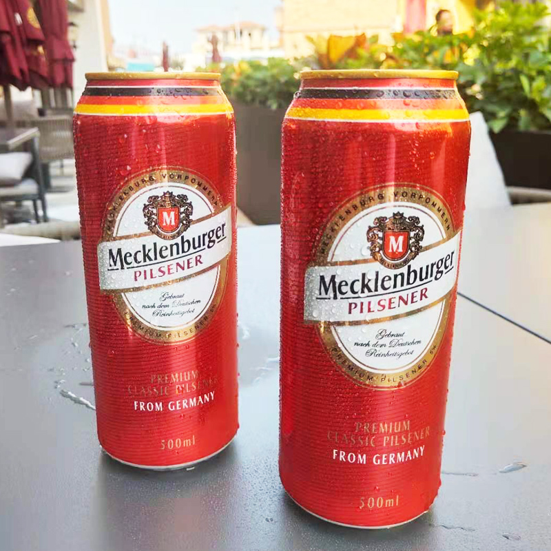 特价冲量德国原装进口梅克伦堡皮尔森大麦黄啤酒500ml*24听整箱
