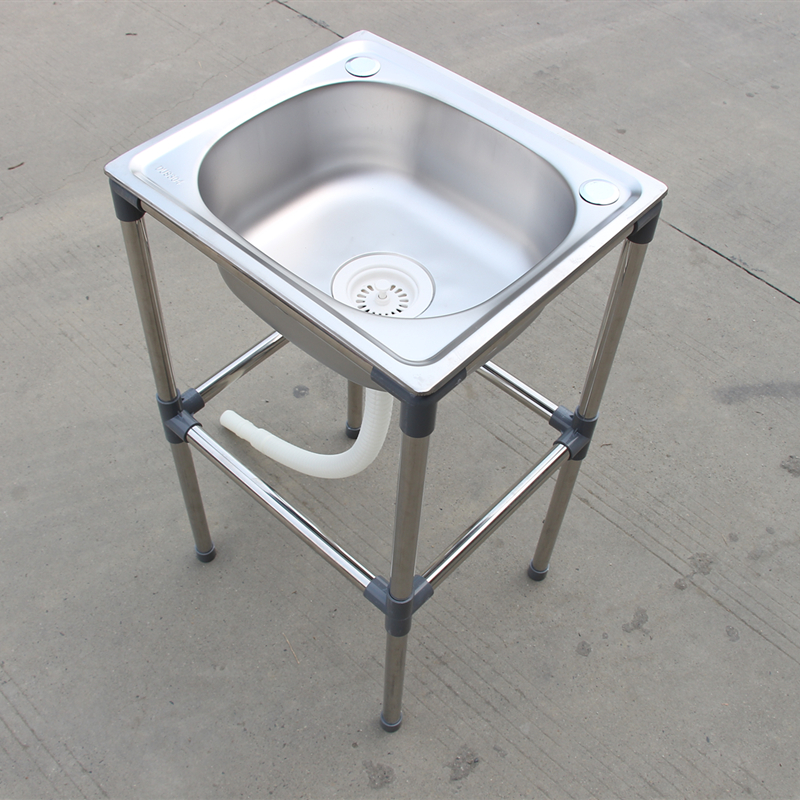 厨房加厚不锈钢洗菜盆单槽带支架洗碗池单池带架子洗手洗菜洗碗盆