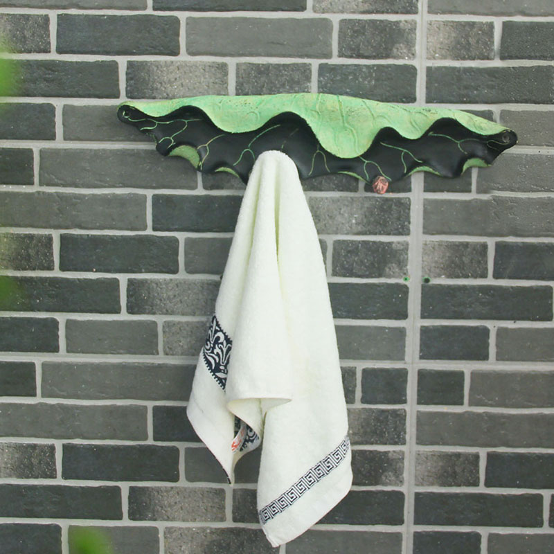 新中式艺术卫浴装饰品挂件创意毛巾架浴室卫生间晾衣架荷叶毛巾挂