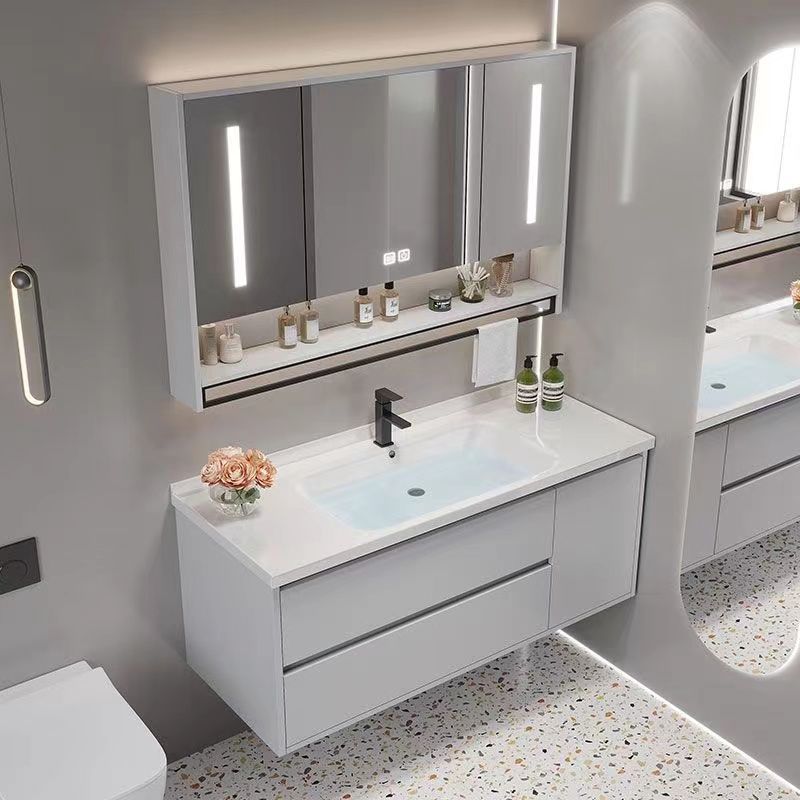 智能陶瓷一体浴室柜组合洗手洗脸盆现代简约小户型卫生间洗漱台