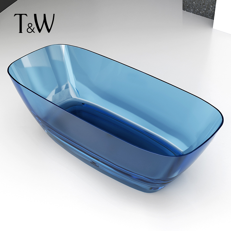 特拉维尔透明浴缸家用独立式小户型彩色树脂玻璃酒店民宿双人浴盆