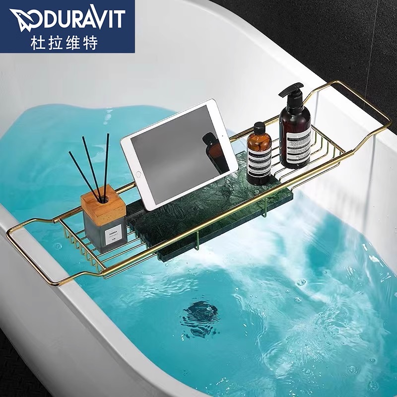 杜拉维特不锈钢多功能伸缩浴缸置物架泡澡浴室架子沐浴手机收纳架