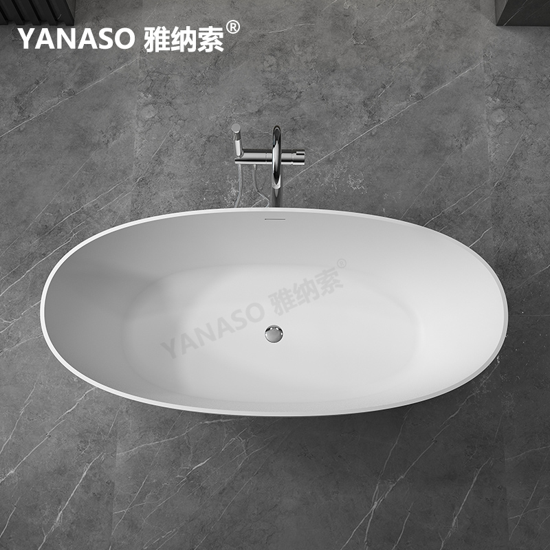 雅纳索浴缸家用独立一体式人造石浴缸双人网红酒店民X宿椭圆形浴