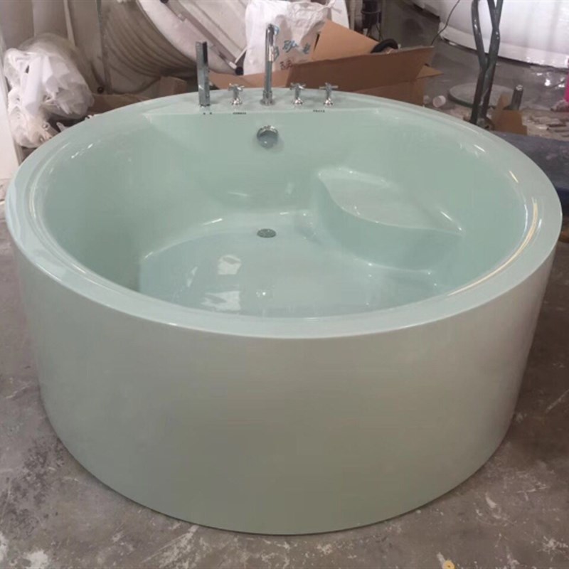 现货速发亚克力浴缸一体圆形独立式双人大浴盆恒温按摩1.2米1.35