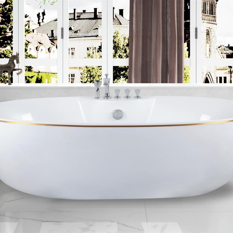 新品家用卫生间独立椭圆浴缸欧式一体亚力克浴盆小户型浴池简约